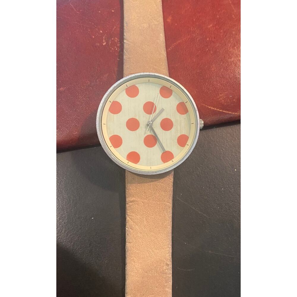 Women's 38mm Brushed Metal Tone Gaiety Watch, Polka Dot Face